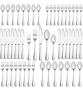 50 Piece Silverware Set Service for 10,Premium Stainless Steel Flatware Set,Mirror Polished Cutle...