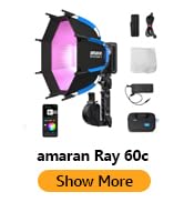 amaran Ray 60c RGB Video Light,60W Portable Studio Light CCT 1,800K-20,000K,3910Lux/1m, IP54 Bowe...
