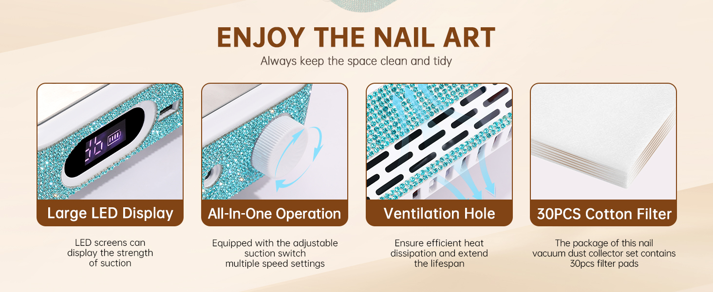 rechargeable nail dust collector