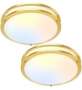 13 Inch Flush Mount Light Fixtures, 2-Pack Gold LED Ceiling Lights with 2700K/3000K/4000K/5000K/6...