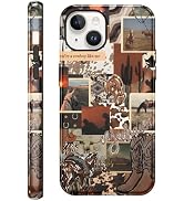 Vulfwela for iPhone 13/iPhone 14 6.1'' Western Cowgirl Cowboy Collage Phone Case, 2 in 1 Shockpro...