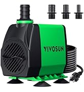 VIVOSUN 800GPH Submersible Pump(3000L/H, 24W), Ultra Quiet Water Fountain Pump with 10ft. High Li...