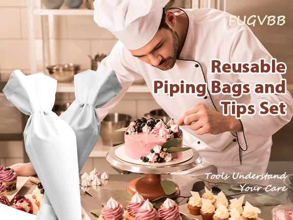 Reusable Piping Bags and Tips Set