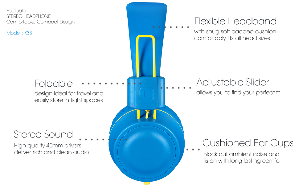 noot products k33 kids headphone