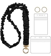 YAVVOZH Breakaway Scrunchie Lanyard with Id Holder, Stretchy Teacher Lanyards for Id Badges Keys,...