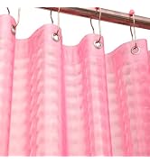 Eazzier Bath Blush Pink 3D Crystal Plastic Shower Curtain Liner, 72x72 Inch Thin Lightweight Plas...
