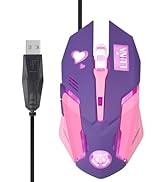 HXMJ Purple Wired USB Computer Mouse,7 Colors Backlit,Silent Buttons for MacBook,Computer PC,Laptop