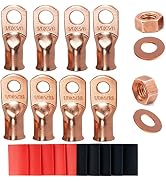 SVAAR 1/0 AWG 3/8" &amp; 1/0 AWG 5/16"Battery Cable Lugs,0 Gauge Copper Lugs,1/0AWG Ring Terminals Ba...