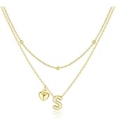 adoyi Early Christmas Gift Ideas for Women Hers Dainty 14K Gold Plated Heart Initial Necklaces La...