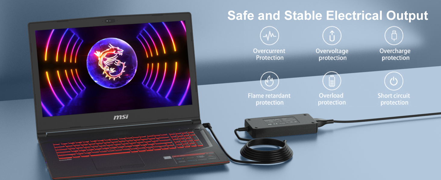 180W Charger Compatible with MSI Thin GF63 GF65 Stealth GS65 GS63 GS65 GS73 GS75 GS60 GF72