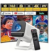 Mini Projector with WiFi 6 and Bluetooth 5.4 Built-in Apps for Bedroom Portable Projector Android...