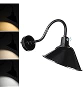 LEONLITE 11 Inch 3CCT Gooseneck Barn Light Fixture, 120-277V 21W 3300lm, Dusk to Dawn Photocell, ...