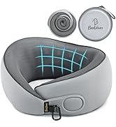 BeeVines Travel Pillow with Carry Case, Memory Foam Neck Pillows for Airplanes, 360° Wrap Around ...