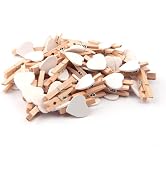 50Pcs Mini Wooden Heart Clothespins, Photo Paper Peg Pin Clips for Craft Decoration, Laundry Stor...