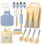 29 PCS Wooden Kids Cooking Set, Toddler Montessori Cooking &amp; Baking Kitchen Tools for Real Cookin...