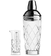 Final Touch Yarai Cocktail Shaker Set - Japanese Inspired Bar Tools Set with Black Chrome Lid and...