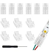 VIPMOON 12Pcs 2 PIN LED Light Strip Connectors 8mm Wide Unwired Gapless Solderless Strip to Wire ...