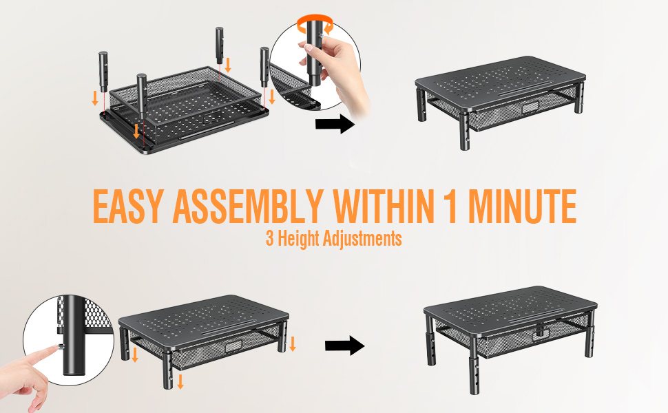monitor riser storage drawer