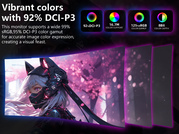 Vibrant colors with 92% DCI-P3