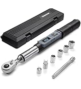 GROWNEER Digital Torque Wrench, 5-99.6 Ft-lbs/6.8-135 Nm, 3/8'' Drive Rachet Torque Wrench with B...