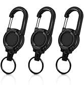 Heavy Duty Retractable Keychain 3 Pack, Retractable ID Badge Holder Reel, Multitool Carabine Key ...