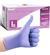 Borje Nitrile Gloves Large, 100 Count Disposable Gloves, Iris Blue, Latex-Free Powder-Free, Medic...