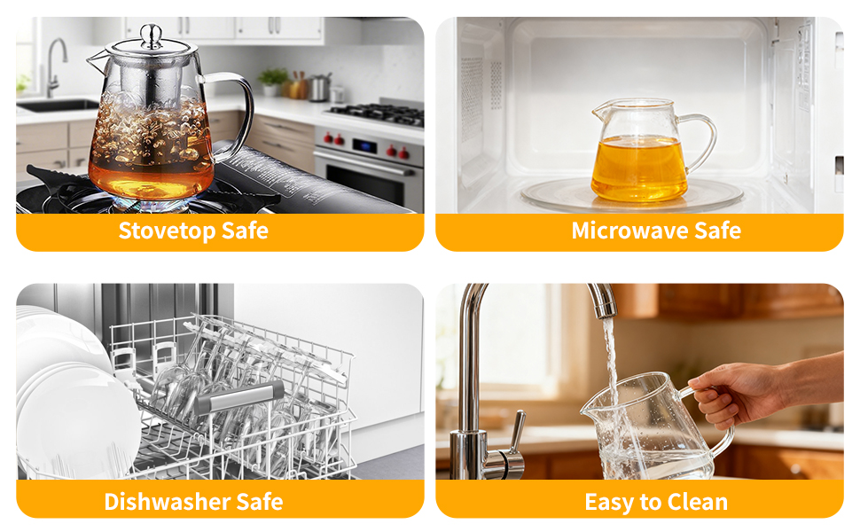 Glass Teapot with Stainless Steel Infuser