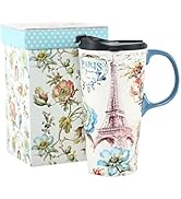 Topadorn 17 oz. Ceramic Travel Mugs and Coffee Cup with Sealed Lid and Color Box