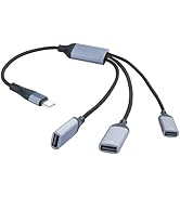 JSADZKJ 3-in-1 Splitter USB-C Cable,USB Type C Male to 3 USB Female Adapter Cable Support Chargin...
