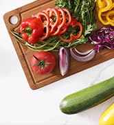 Homaxy Bamboo Cutting Board for Kitchen Set of 3, Wooden Cutting Boards with Non-Slip Mat Deep Ju...