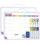 MaxGear Monthly Calendar Dry Erase Board for Wall, 16"x12" Small Hanging Double-Sided White Board...