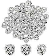 PH PandaHall 50pcs Lion Head Spacer Beads Tibetan Style Alloy Lion Bead 12mm Antique Silver Anima...