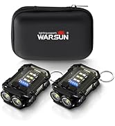 WARSUN Mini Keychain Flashlight 300 Lumens, 2-Pack – Rechargeable Magnetic EDC Cap Light, Clip-On...