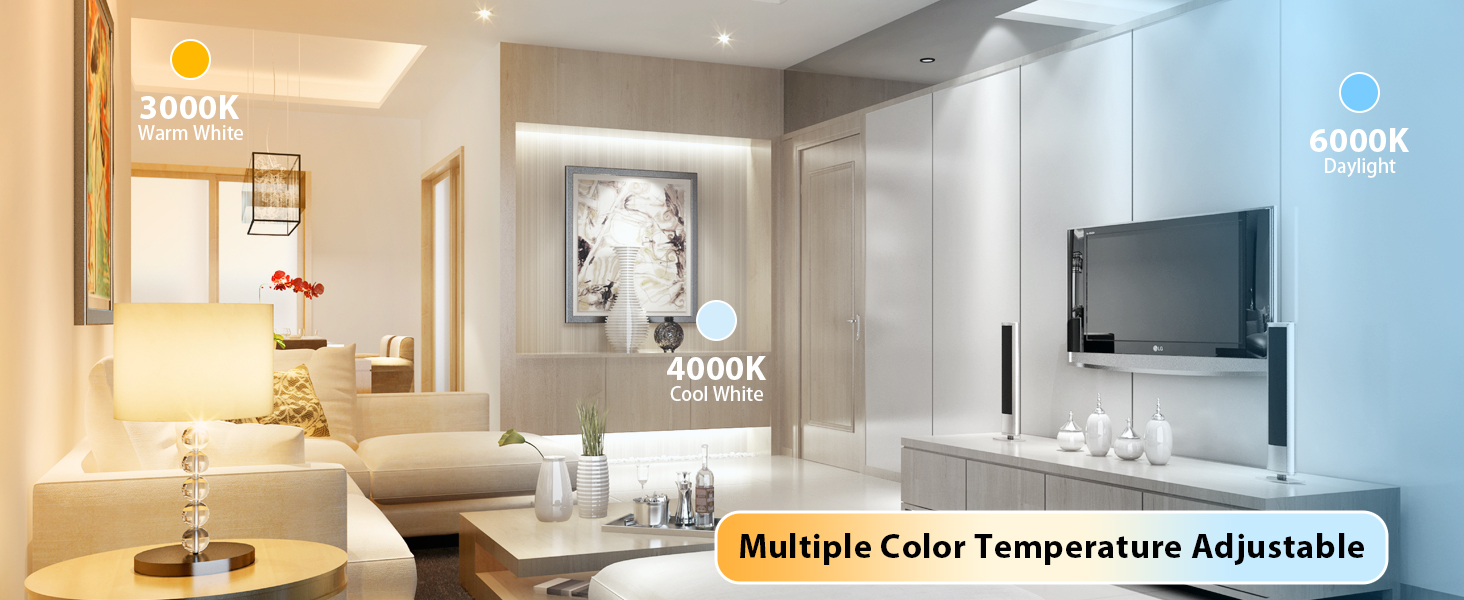 This ceiling light can be adjustedcolor temperature(3000K to 6000K) by the remote control.