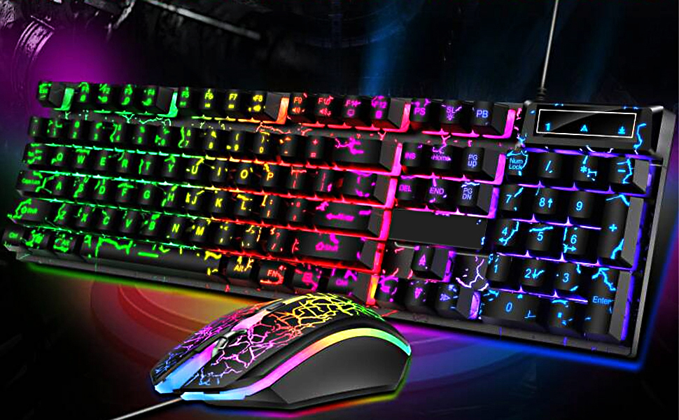 Wired Crack Rainbow Gaming Keyboard, 
