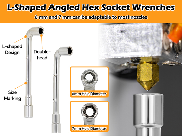 The 3D Printed Nozzle Cleaning Kit contains two diameters of L-wrenches.