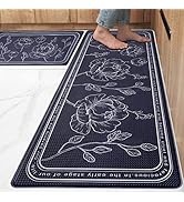 ROTTOGOON Kitchen Floor Mat Set of 2, Cushioned Anti Fatigue Kitchen Mat 17"x47"+17"x29", Non-Sli...