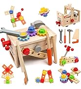 Montessori Wooden Tool Set for Kids, 29 Pcs Tool Toys for Toddler 1-3 Year Old with Tool Box, Edu...