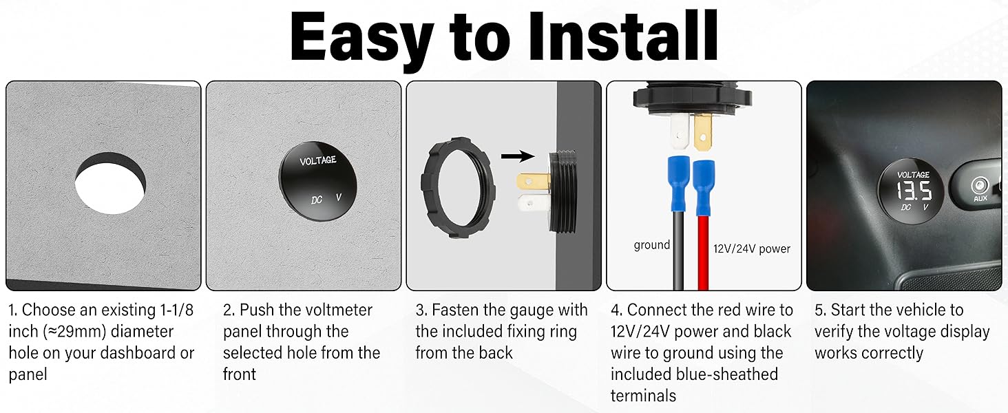 DC 12V 24V Volt Meter