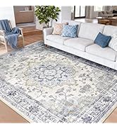 CAPALOCA Machine Washable Rugs Nursery Rug 8x10 Cute Girl Non Slip Low Pile Water Repellent Soft ...