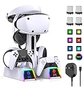 RGB Controller Charging Station for PS VR2 / PS5 / PS5 Edge with 5V/3A Adapter &amp; 10 Led Light, Wi...