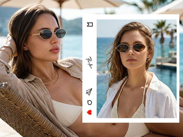 Pro Acme Retro Oval Cat Eye Sunglasses for Women