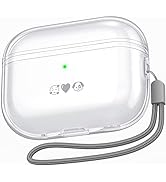 NIUTRENDZ AirPods Pro 2 Case Clear 2022 Soft TPU Protective Cover with Lanyard [Front LED Visible...