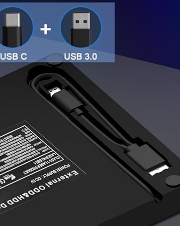 External CD DVD Drive for Laptop USB 3.0 &amp; USB-C Portable DVD Player for CD ROM