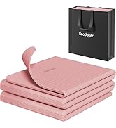 Readaeer Foldable Yoga Mat for Travel Folding Yoga Mat 6mm Thick with Carrying Bag, Non-Slip TPE ...