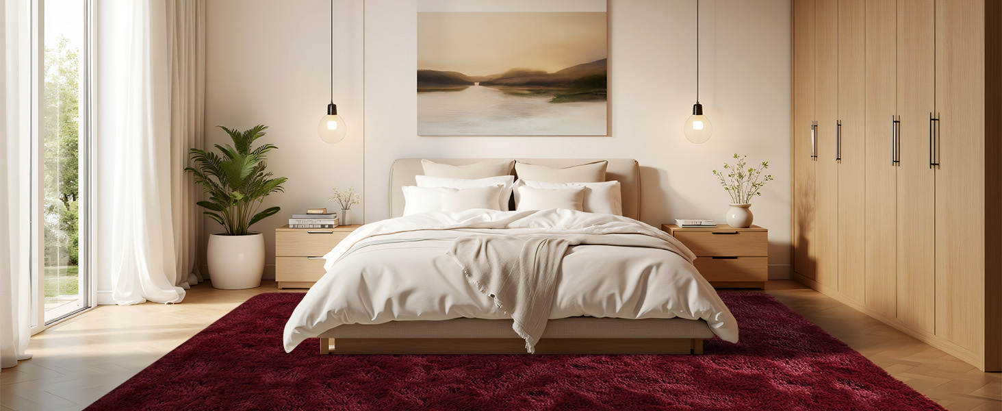burgundy red soft cozy rugs for bedroom carpets 4x6 5x7 6x9 8x10