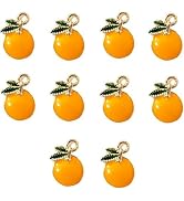 Labriciyon 10 Pcs Cartoon Orange Fruit Charms for Jewelry Making, DIY Plated Enamel Cute Orange P...