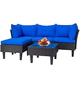 FDW 5 Pieces Patio Furniture Sets Outdoor Sectional Sofa Wicker Chair Rattan Conversation Set for...