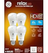 GE Relax LED Light Bulbs, 60 Watt, Soft White, A19 (4 Pack)