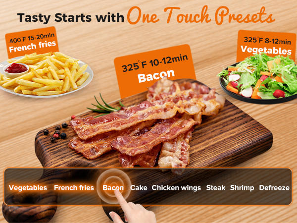 bear air fryer 6L 8in1 preset menu